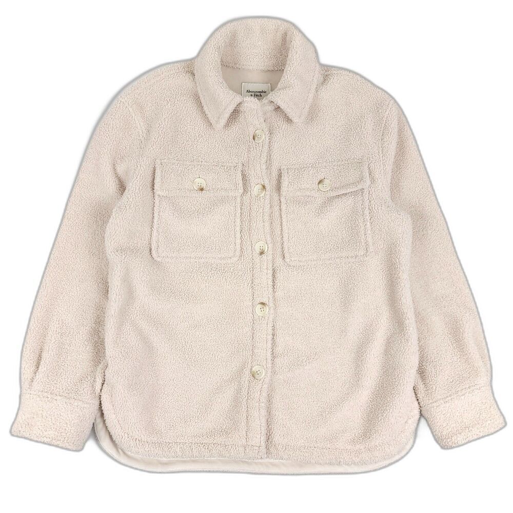 ABERCROMBIE‎ Baggy Boucle Shirt Jacket Teddy Fleece Clean Girl Minimal Shacket